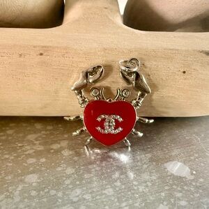 Red Heart Crab Charm with Crystal CC Emblem